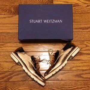 Stuart Weitzman Metro Metallic Leather Oxfords